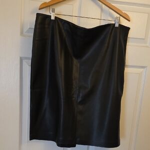 Elegant Black Pleather Midi Skirt, 18 womens
